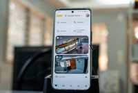 Google Home app favorites tab showing security camera feeds and other devices