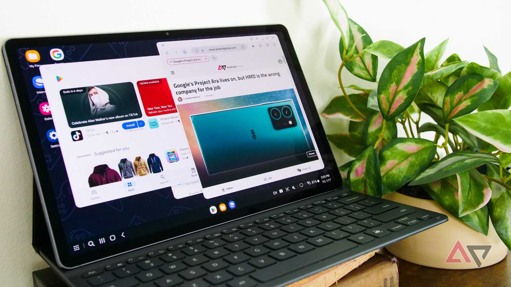 O Samsung Galaxy Tab S10 mostrando DeX executando várias maravilhas