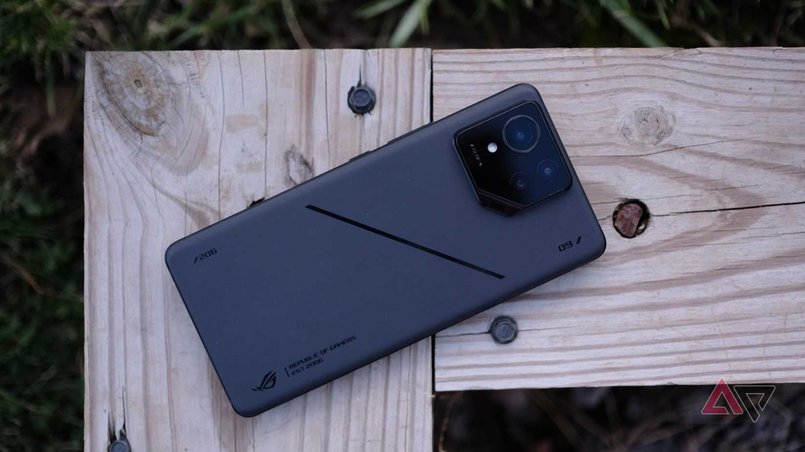 ROG Phone 9 Pro camera bump on wood background