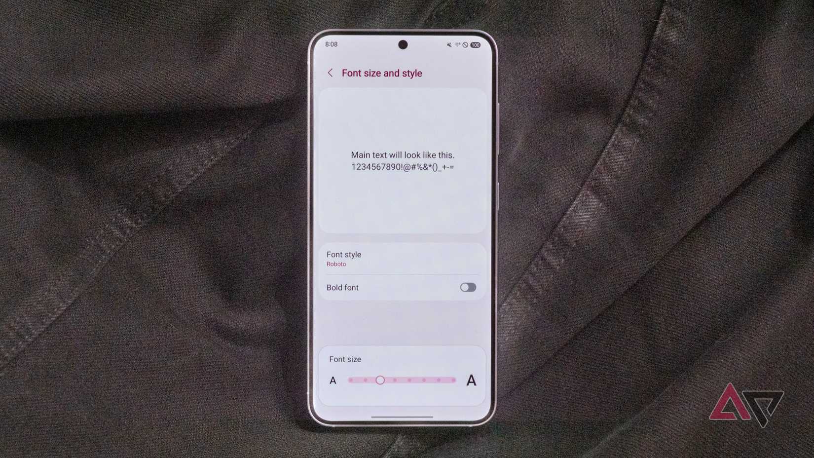 Configurações de tamanho de fonte do Samsung Galaxy S25