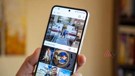 galeria de fotos do Google com a função de pesquisa em uso