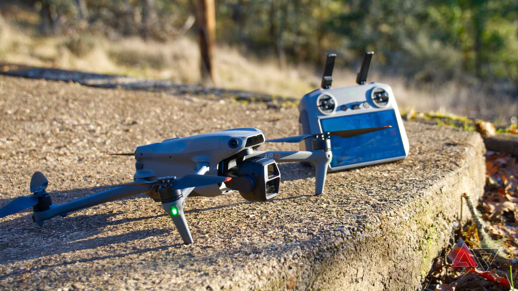Dji Air 3s on a concrete board at sunset