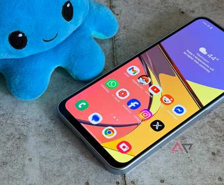 Samsung Galaxy A16's AMOLED display showing the home screen with Pusheen