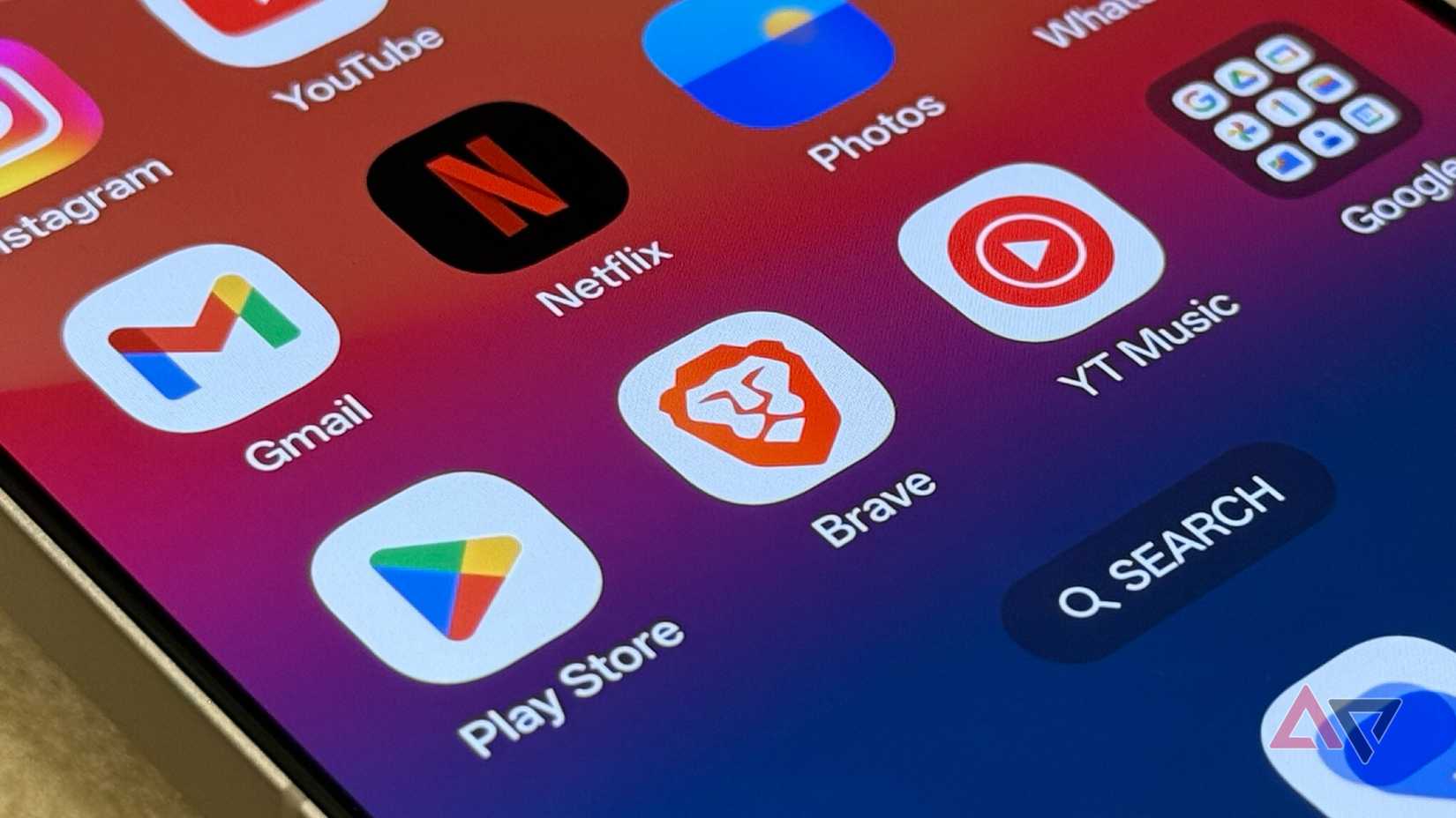 Brave Browser on an Android phone's home screen