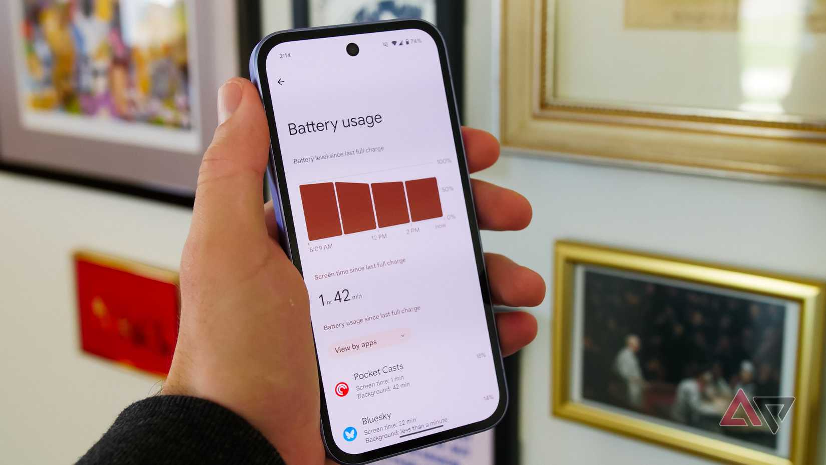 O menu de uso da bateria no Pixel 9a.