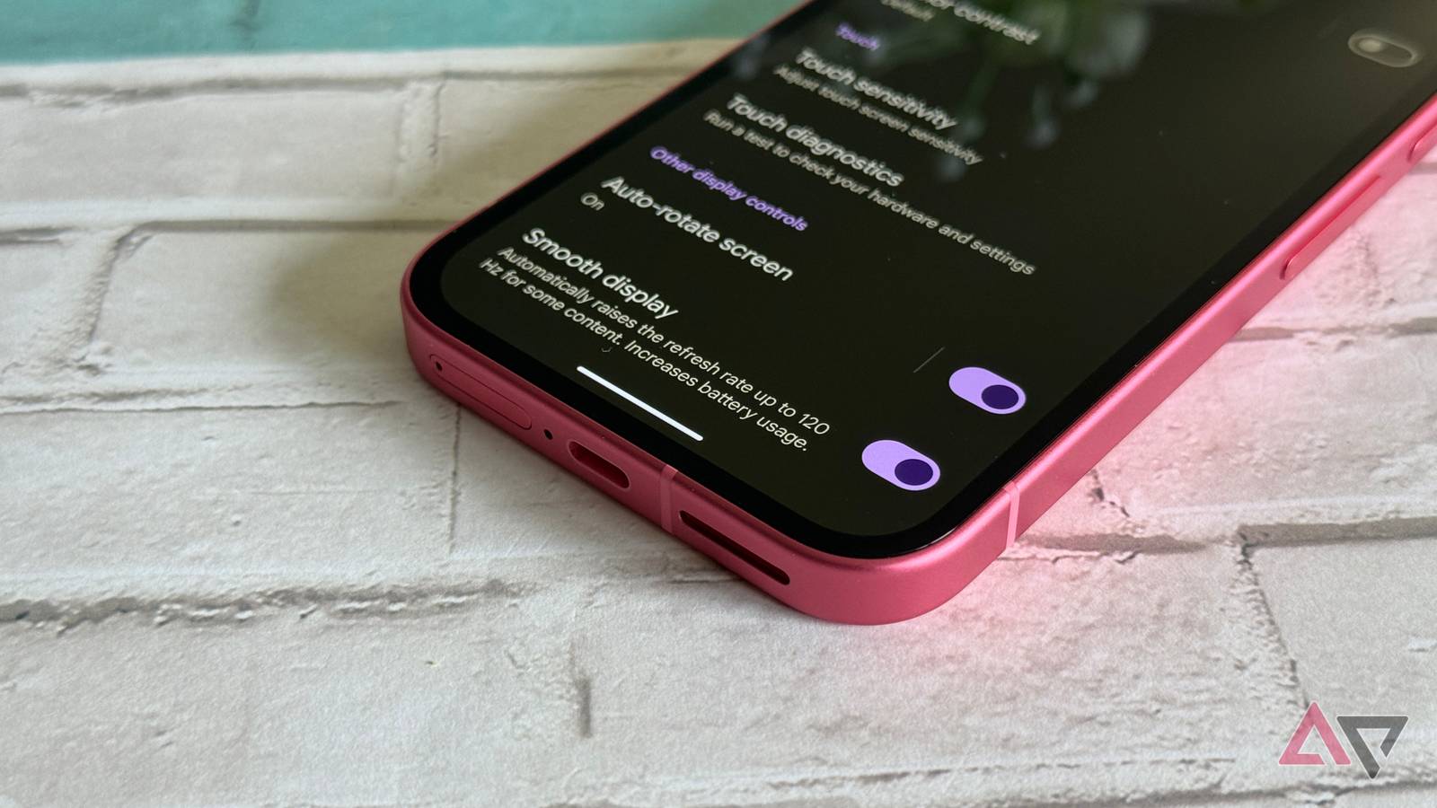 Smooth display setting on the Google Pixel 9a