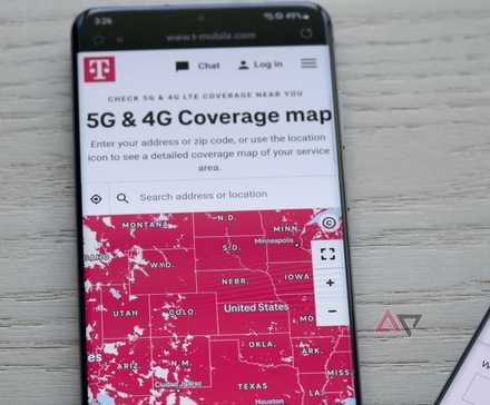 Um mapa de cobertura da T-Mobile em um smartphone.