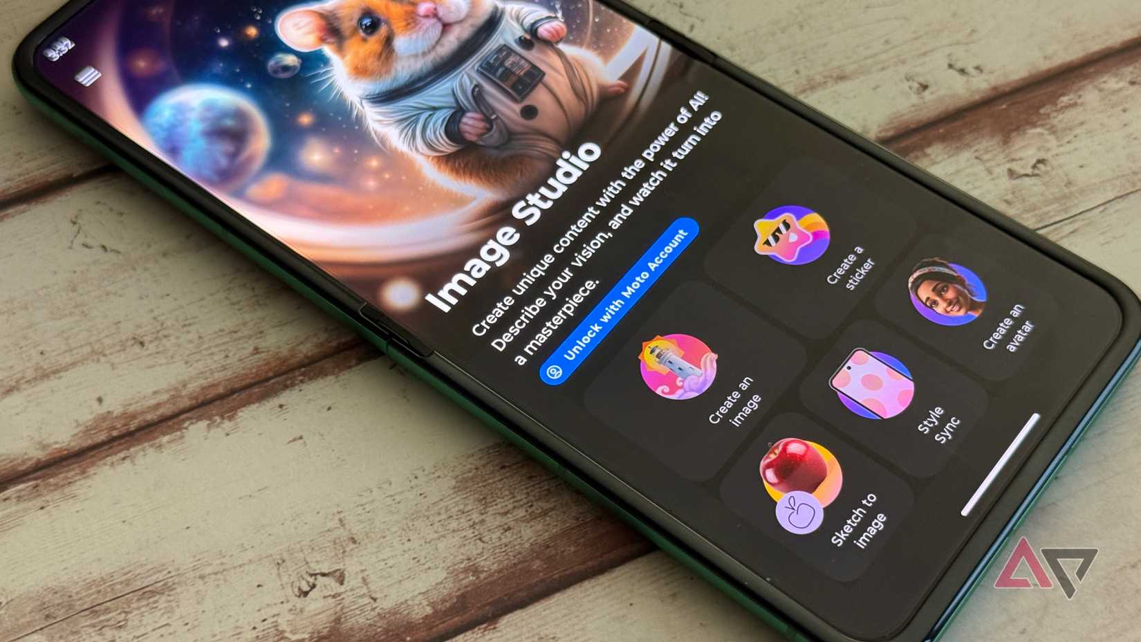 Tela de configuração do Moto AI Image Studio no Motorola Razr 2025