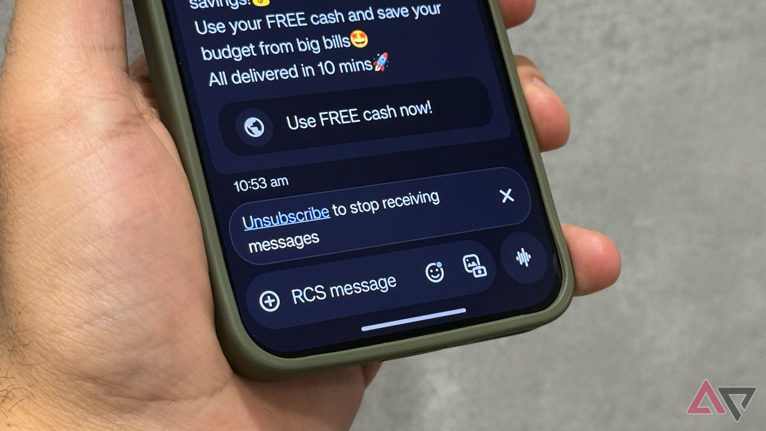 Handy unsubscribe button in Google Messages