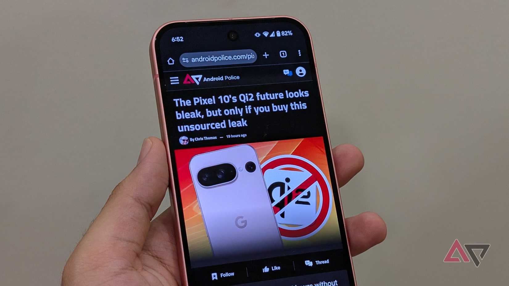 The Google Chrome browser displayed on the Google Pixel 9 smartphone