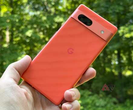 Google Pixel 7a against a sunny backdrop