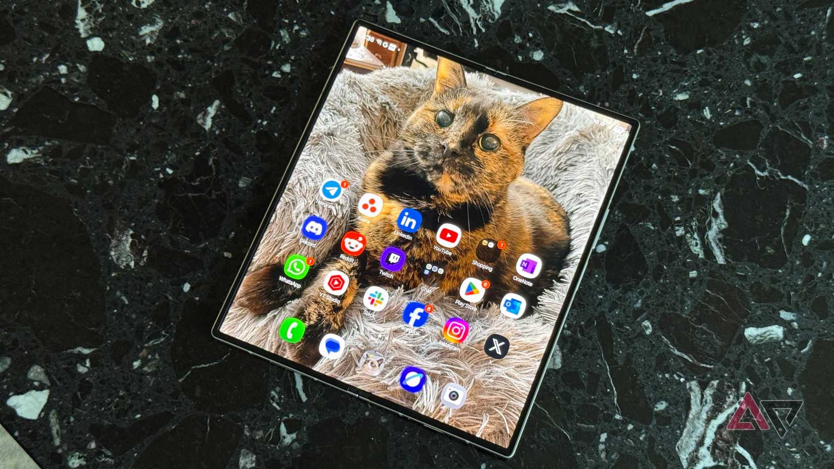 Samsung Galaxy Z Fold 6 against marble