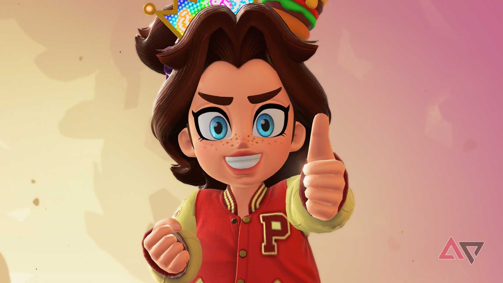 Pauline gives the thumbs up to Donkey Kong Panza