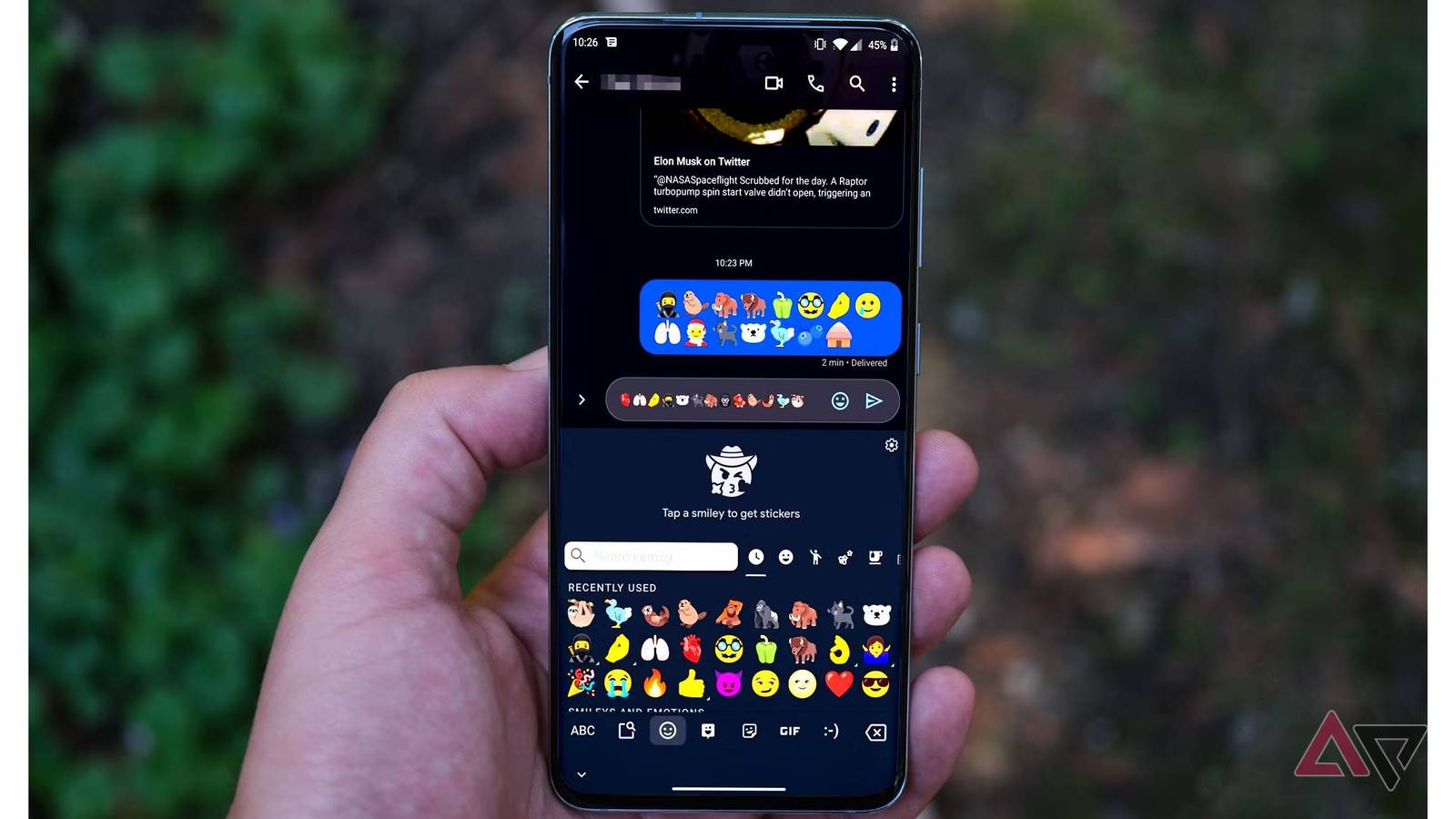 Various emoji in an Android chat app.