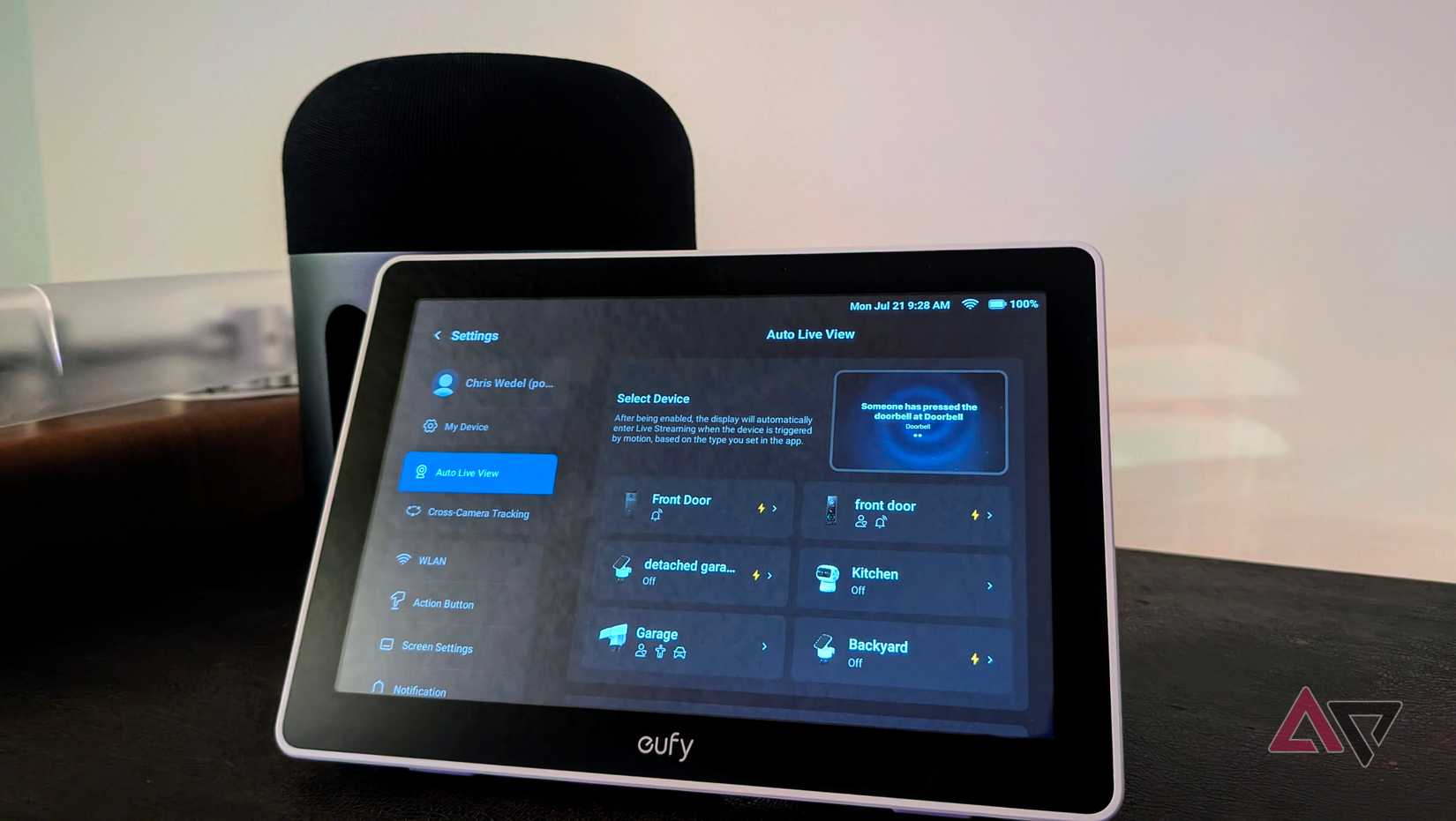     eufy Smart Display E10 displays the settings page