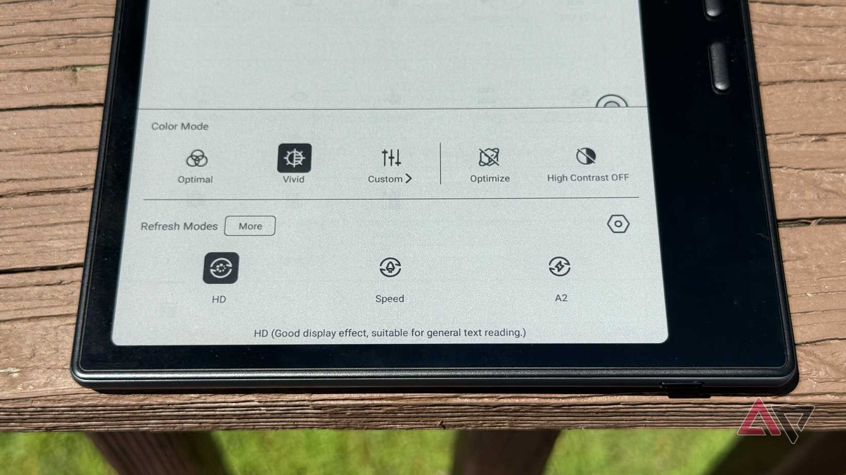 E-ink display settings on Onyx Boox Go Color 7