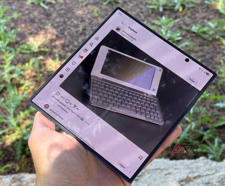 Samsung Galaxy Z Fold 7 showing Instagram while unfolded