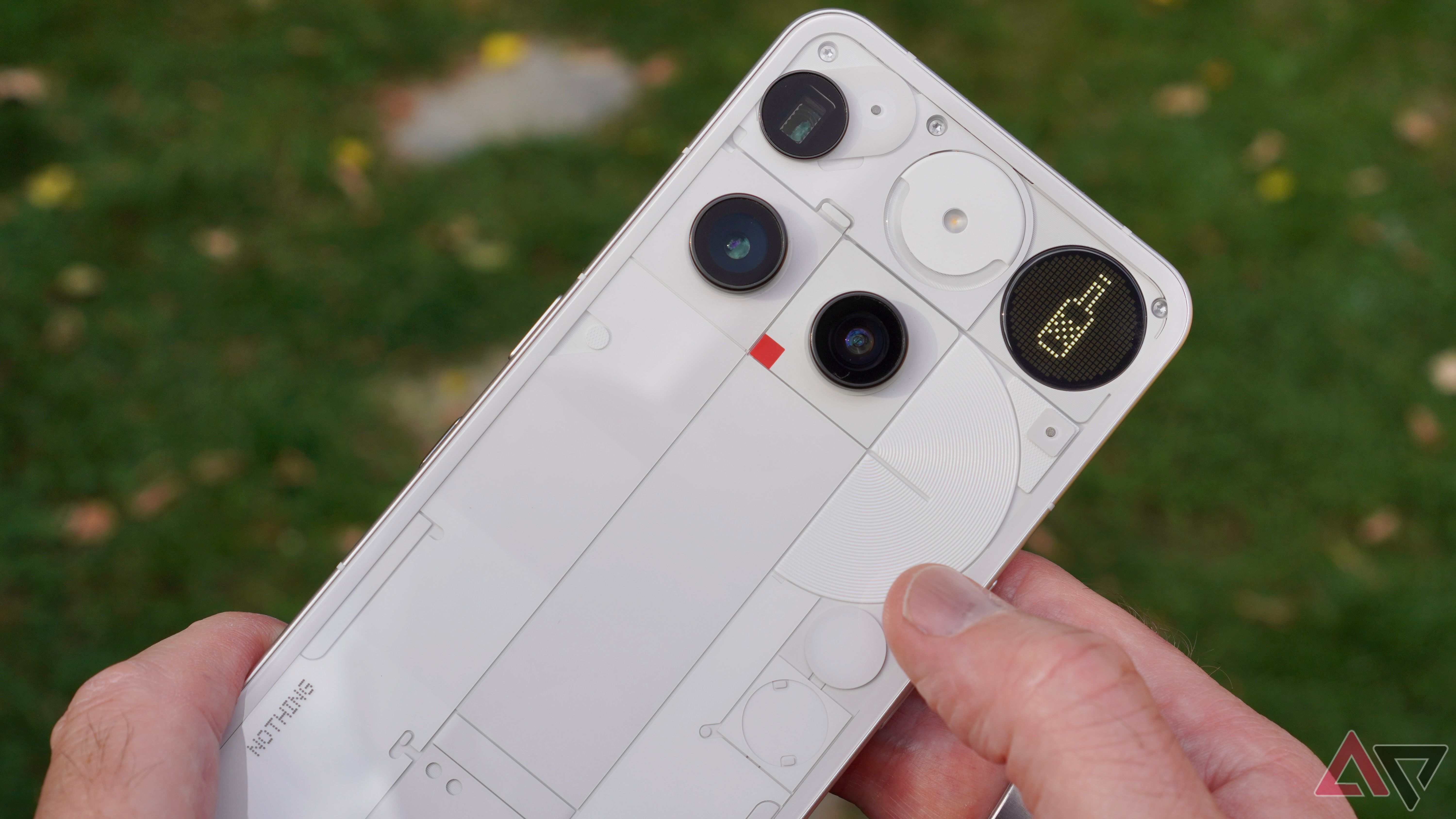 A person using the Glyph Matrix on the Nothing Phone 3