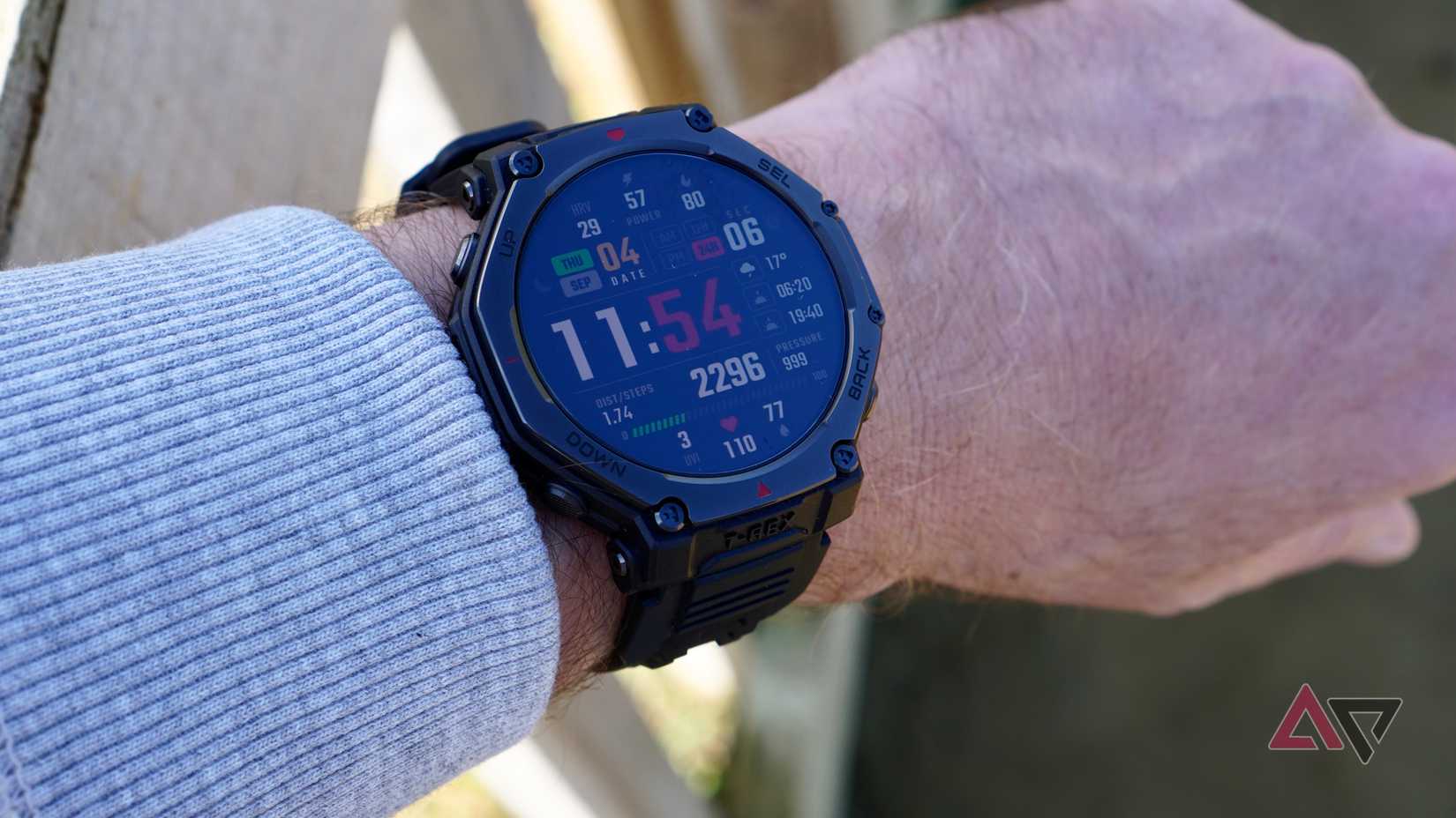 A person wearing the Amazfit T-Rex 3 Pro