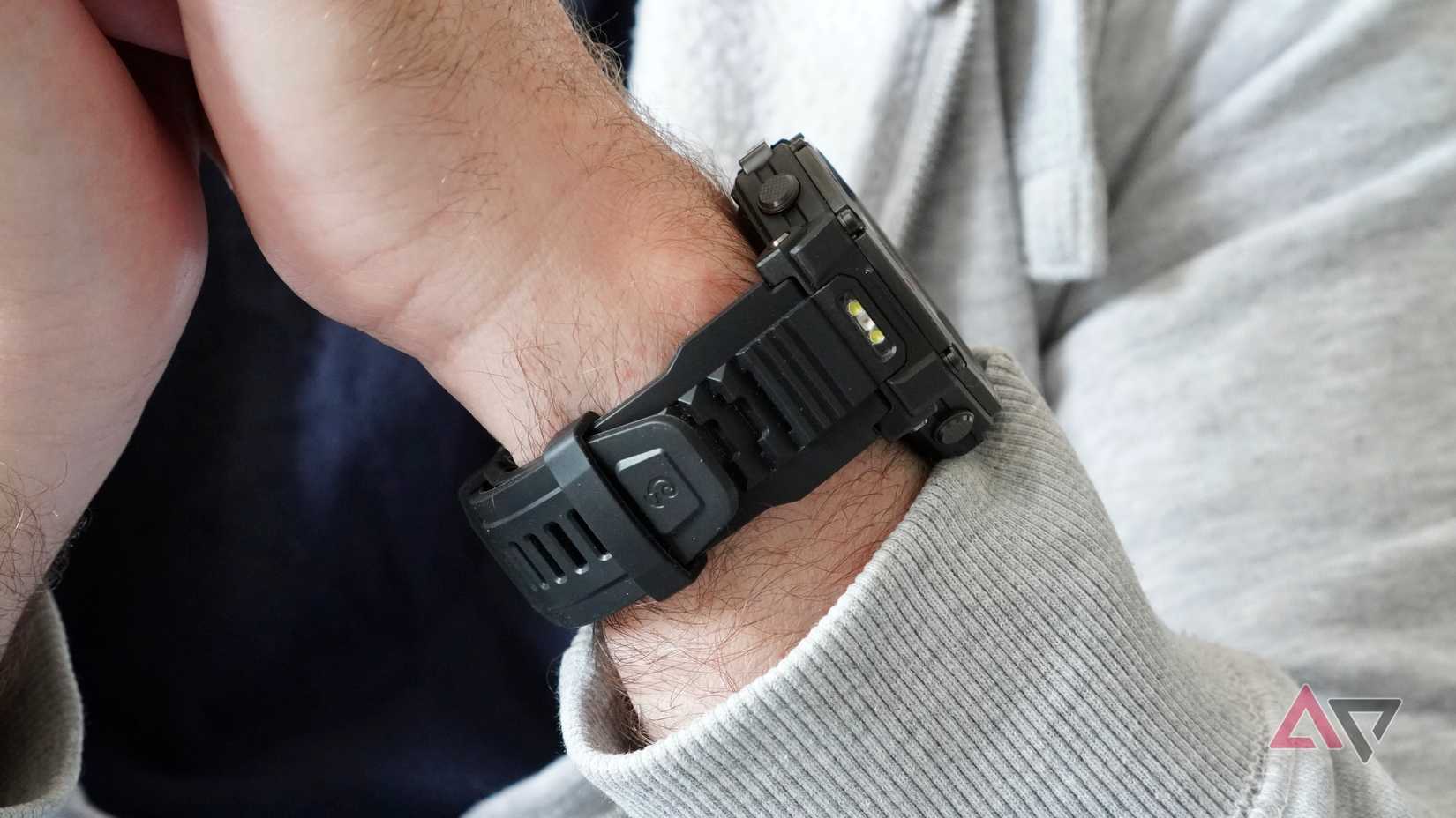 A person wearing the Amazfit T-Rex 3 Pro