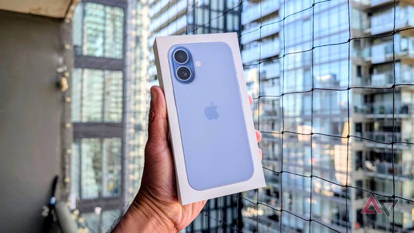 Apple iPhone 17 box in hand