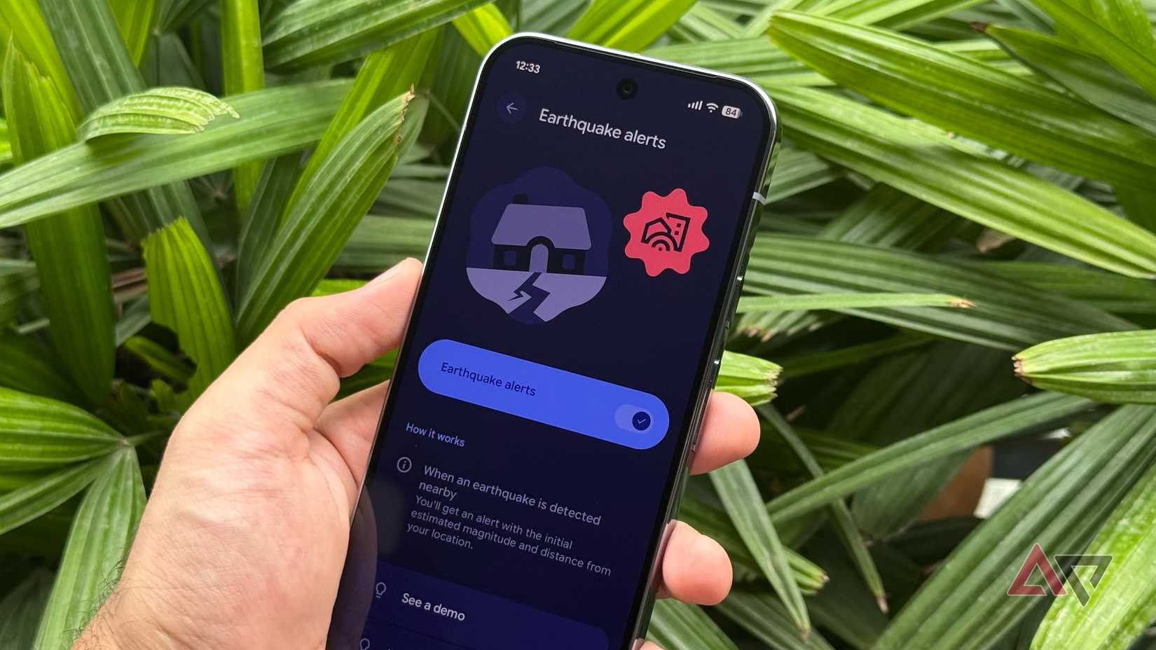 Earthquake alert toggle in Android settings
