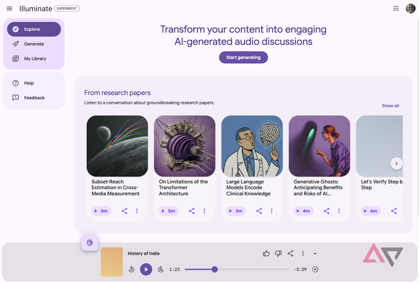 Google Illuminate home page