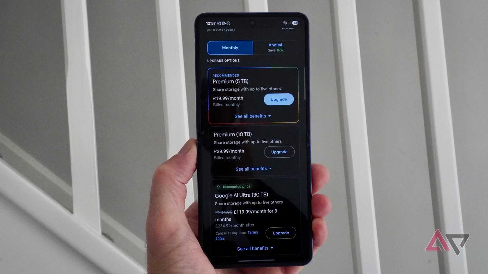 Planos de assinatura do Google One