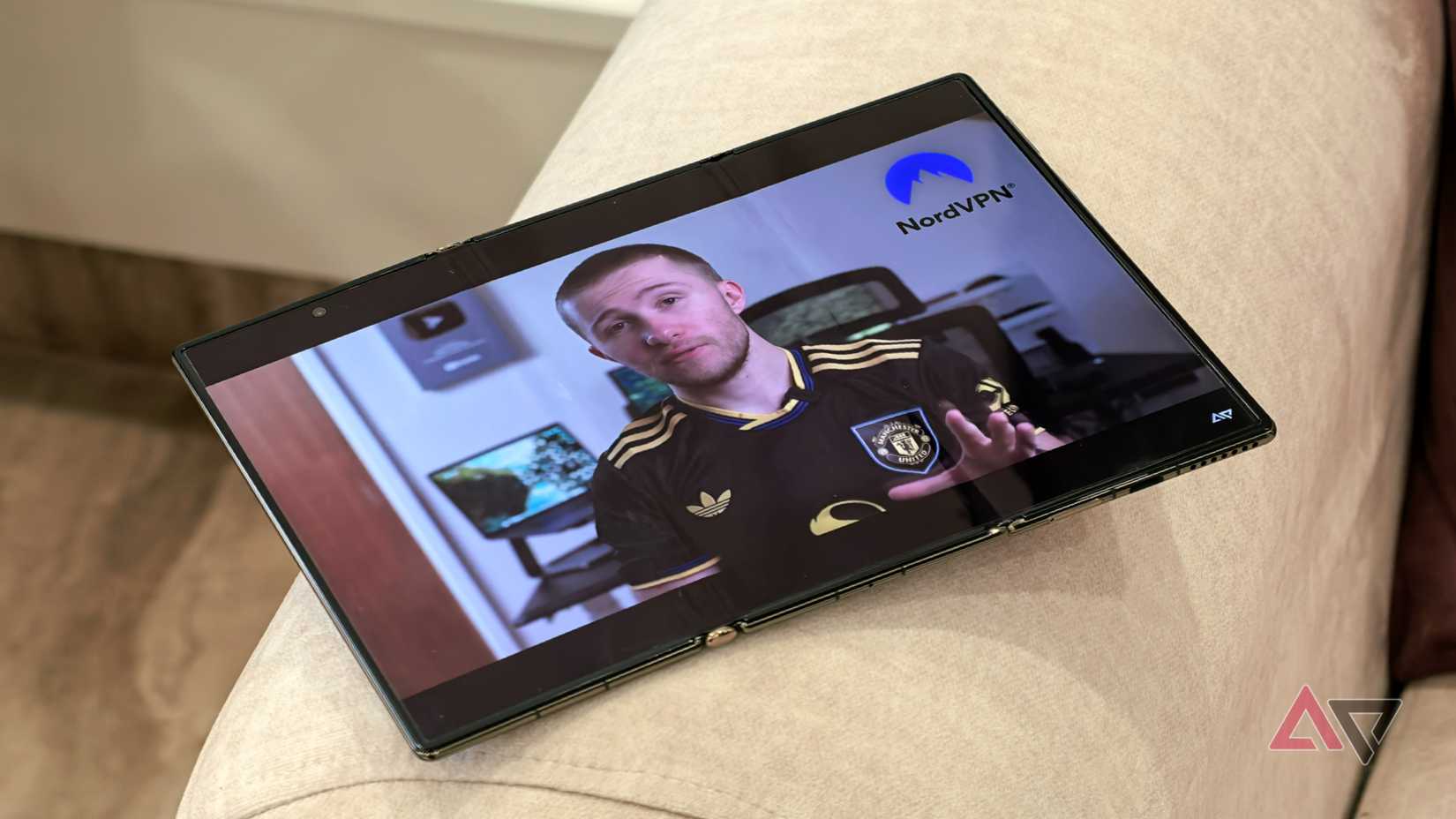 Watching Android Police YouTube on a trifolding phone