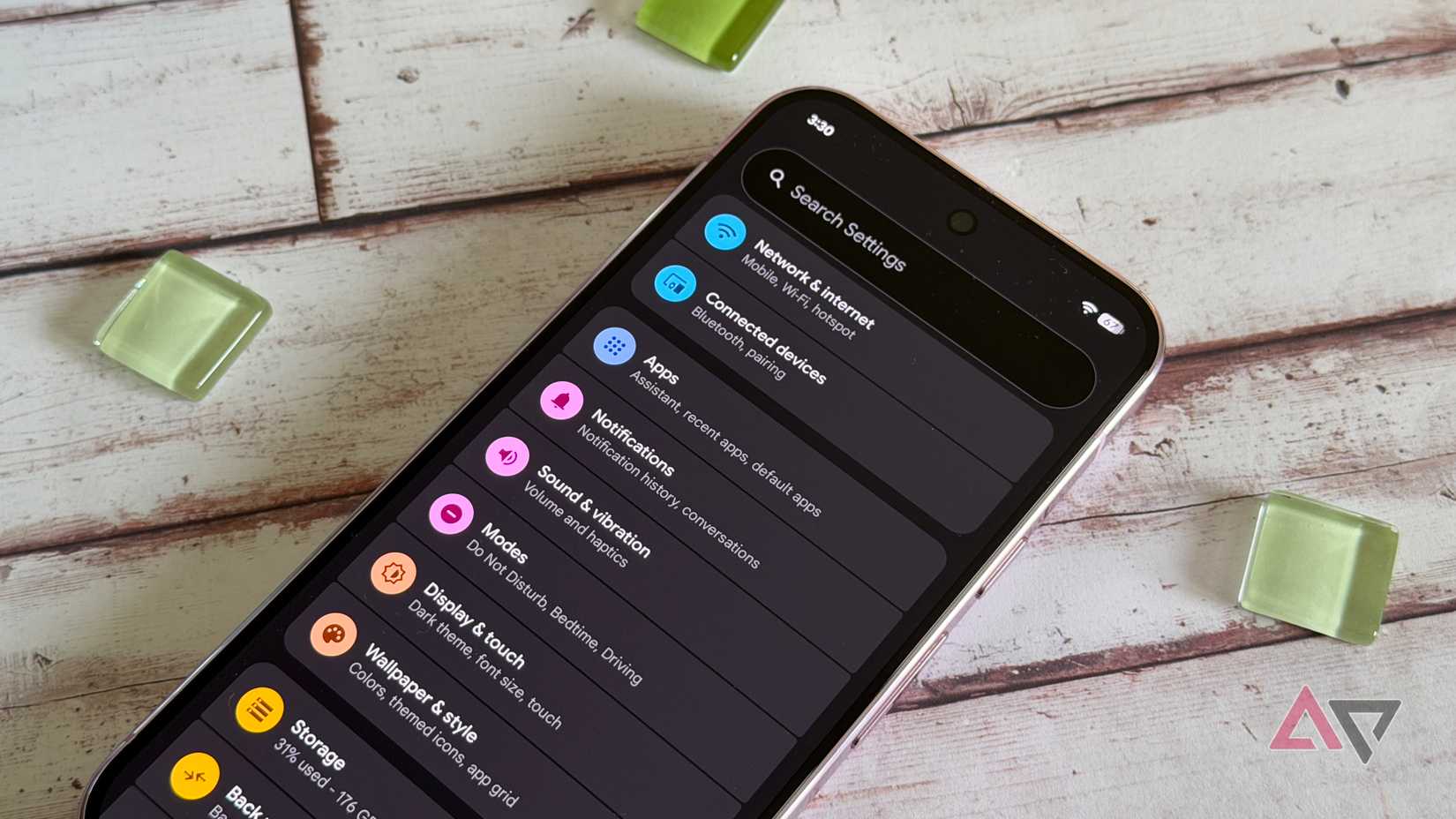 Material 3 Expressive settings menu on the Pixel 9 Pro XL
