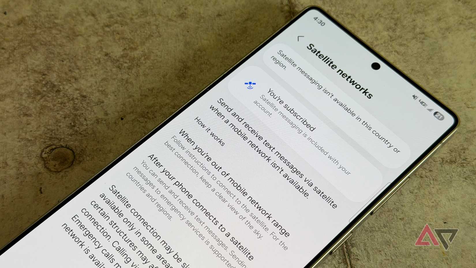 Skylo satellite service active on the Samsung Galaxy S25 Ultra through Verizon