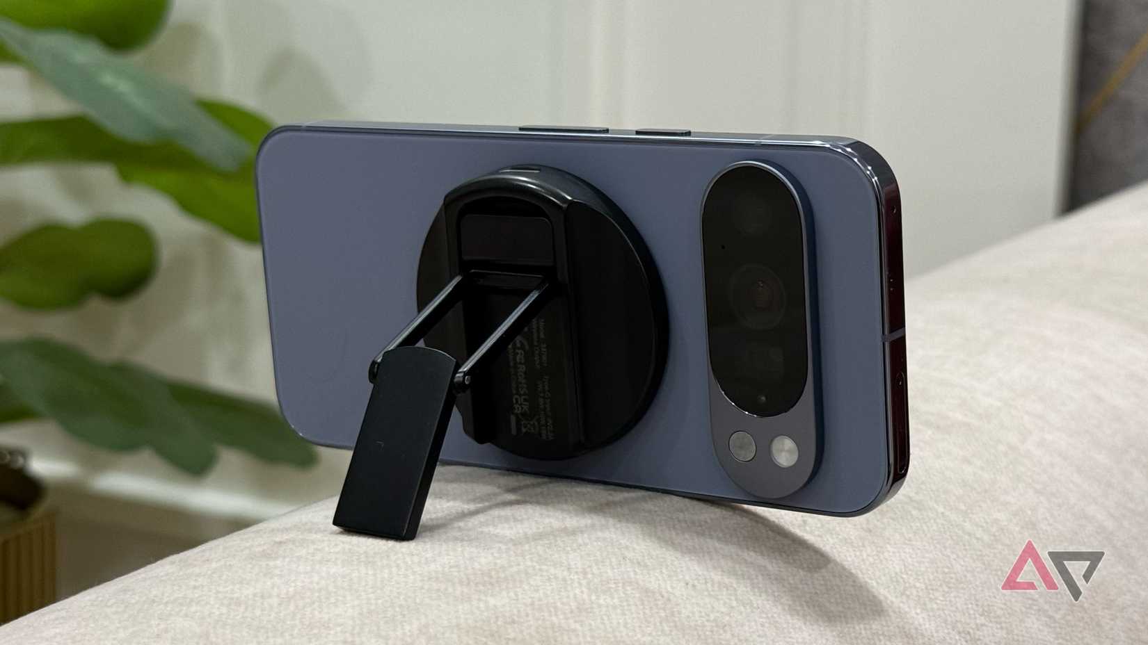 Rokform MagSafe stand attached to a Pixel 10 Pro