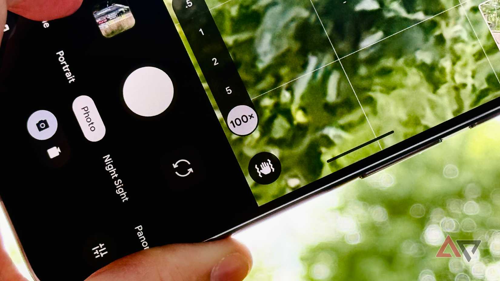 The 100x zoom indicator on the Google Pixel 10 Pro XL
