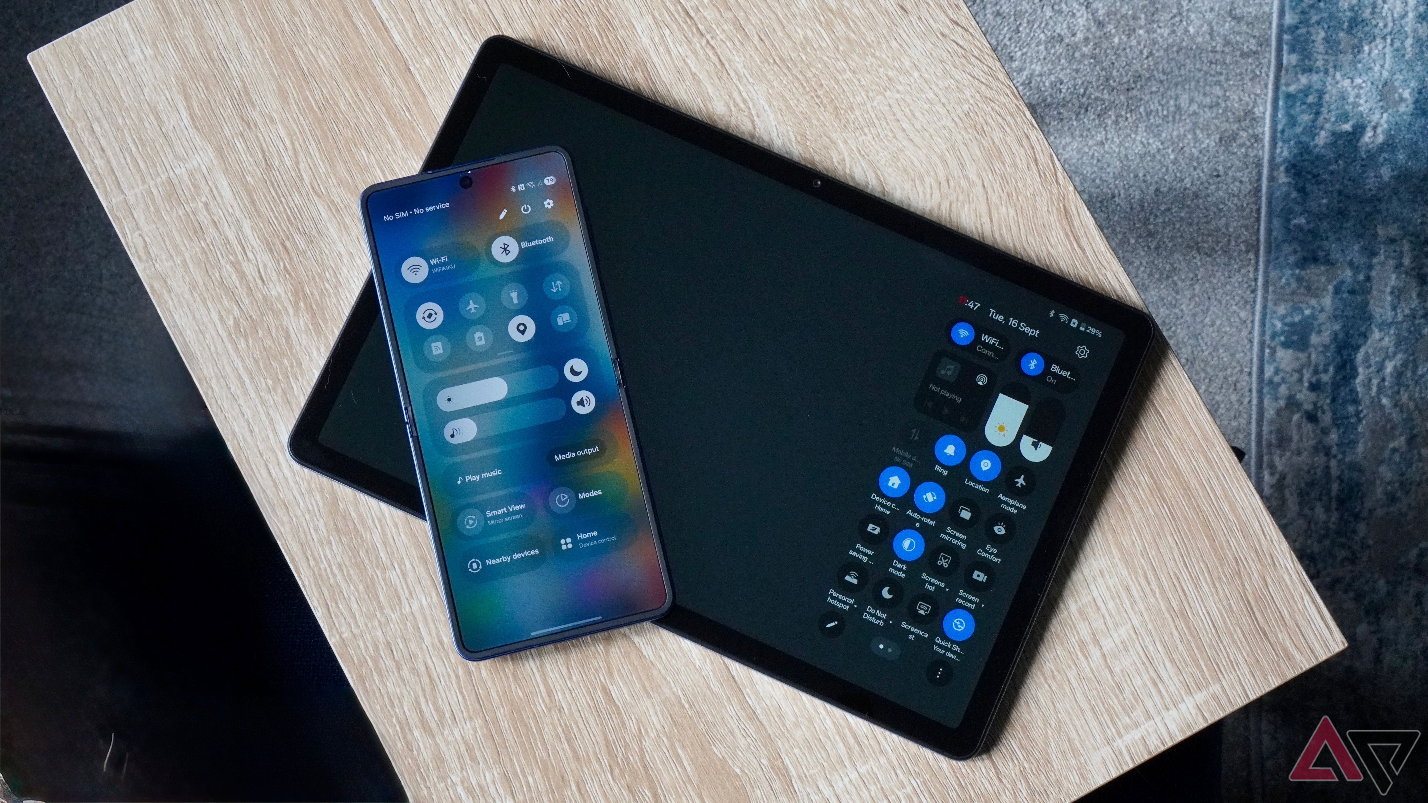 Quick Settings on the Galaxy Z Flip 7 and OnePlus Pad Lite
