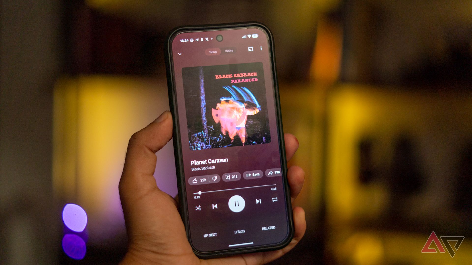 YouTube Music playback screen