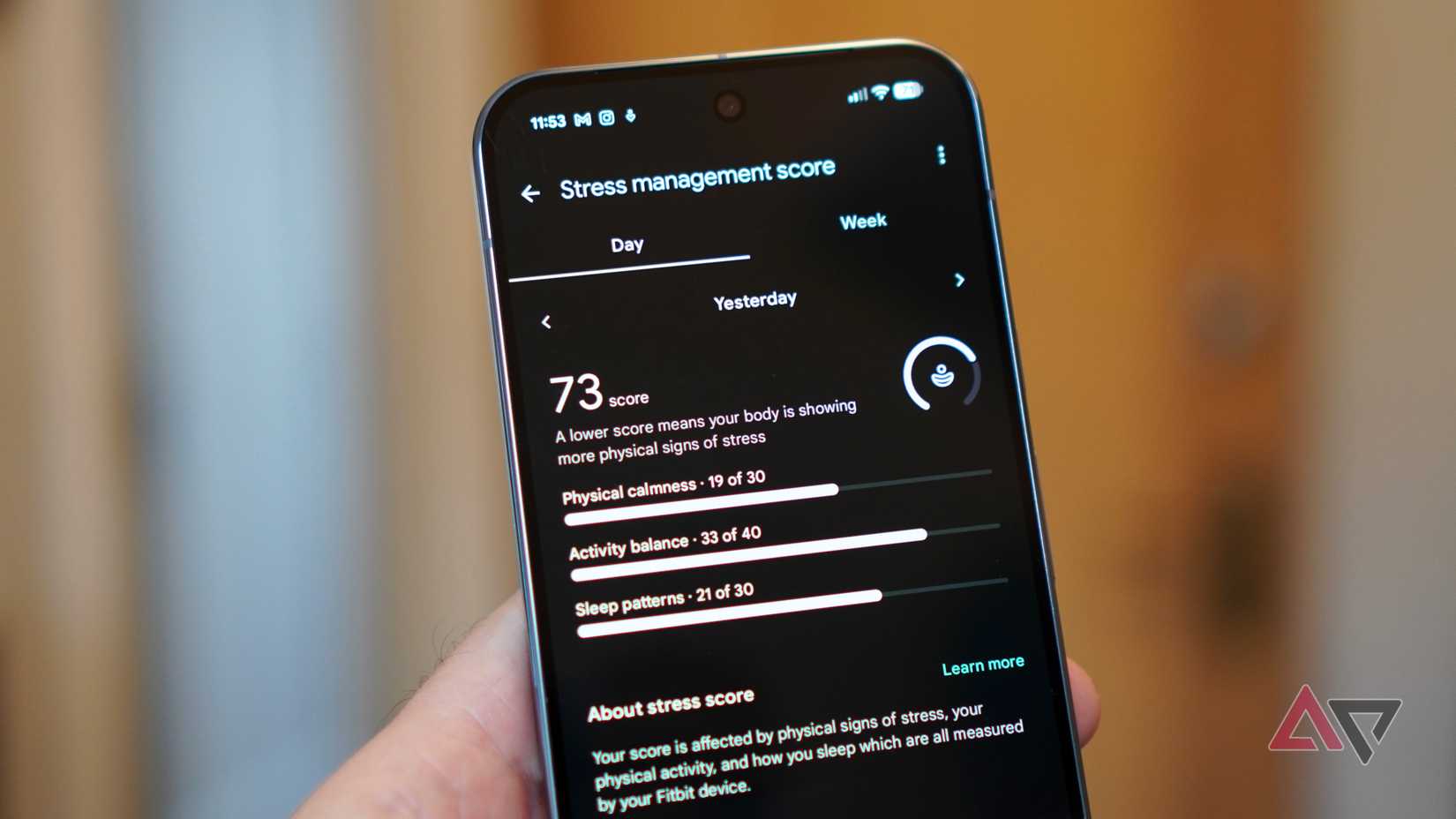 ميزة إدارة الإجهاد في تطبيق Fitbit