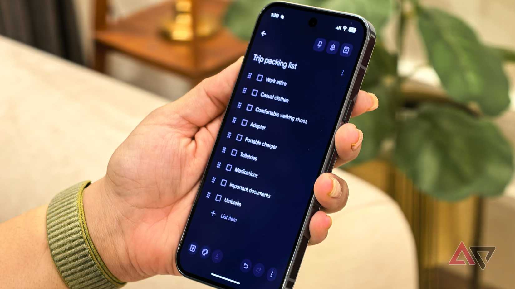 Making a packing list in Google Keep