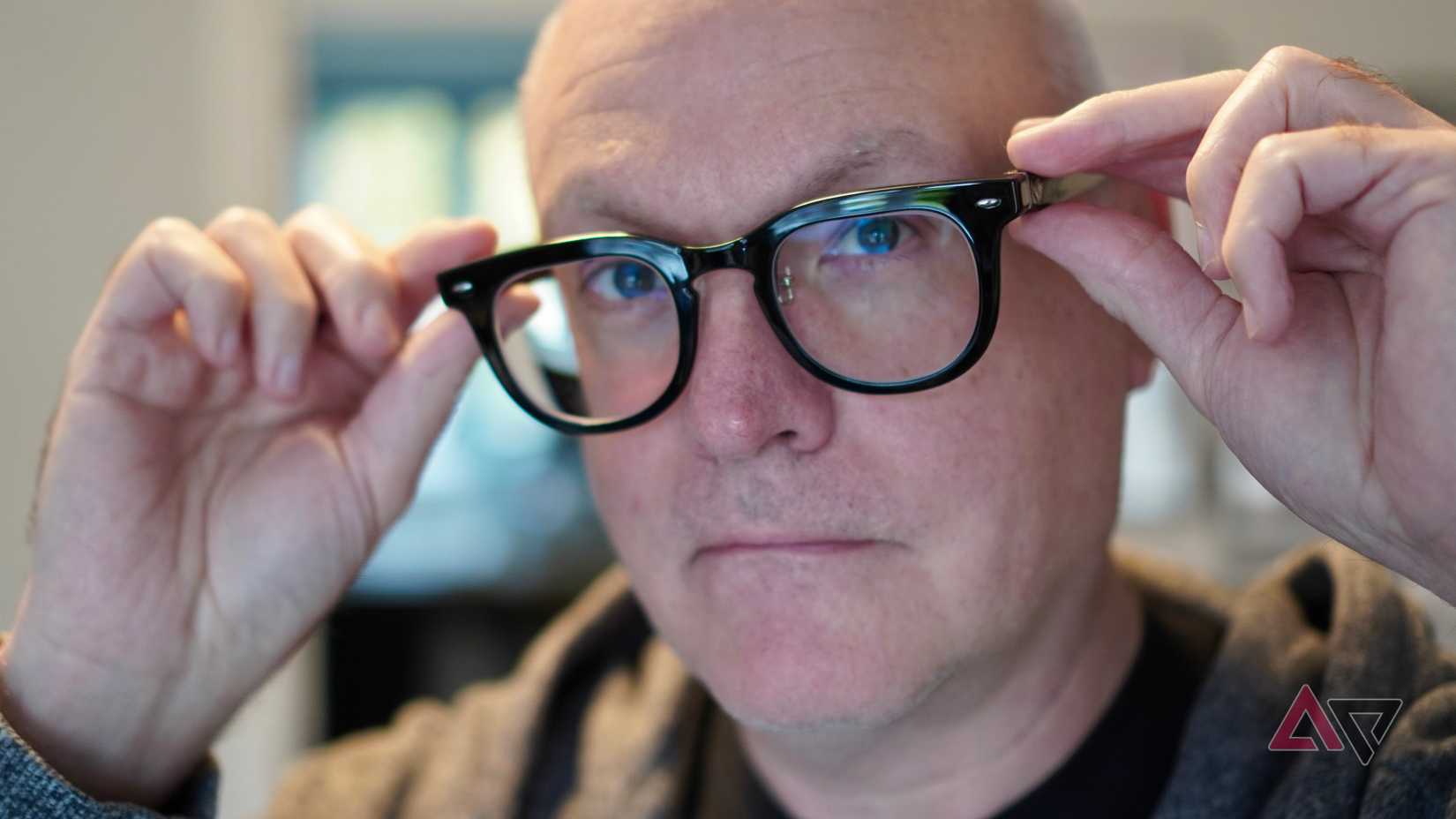 A person wearing the Halliday Glasses