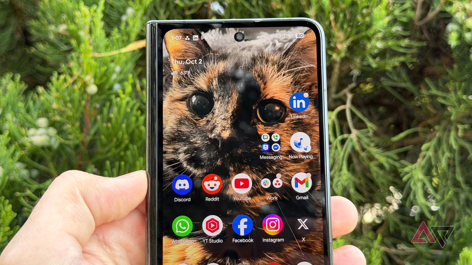 Google Pixel Fold home screen running Android 16