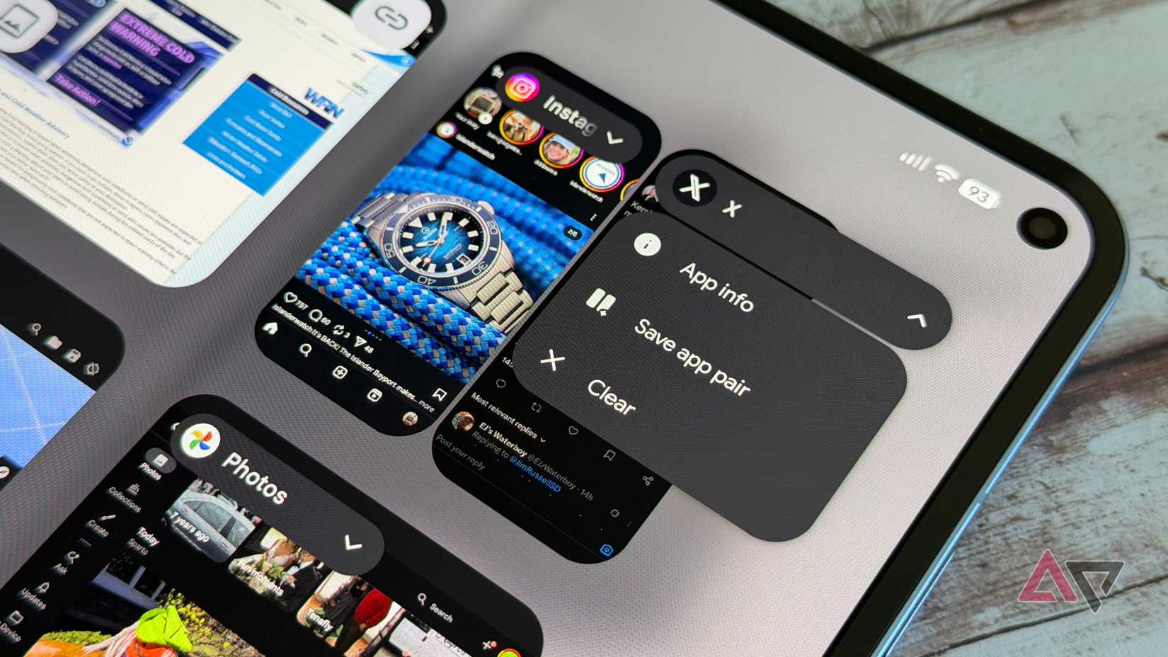 App pairs shown on the Google Pixel 10 Pro Fold