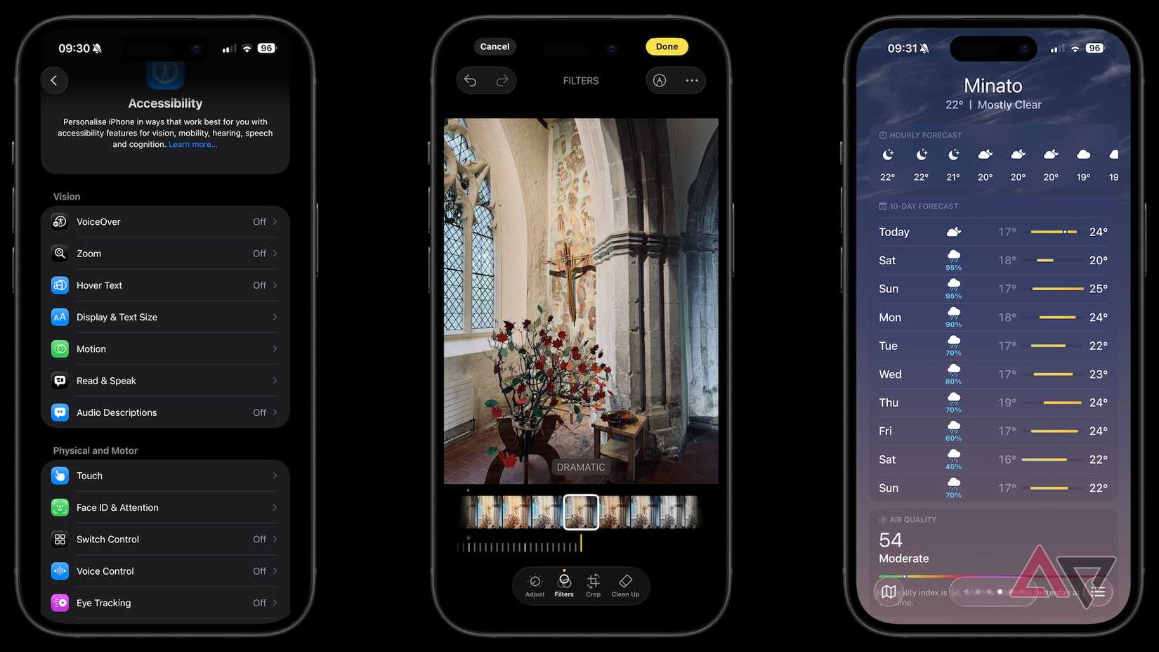 Screenshots from iOS 26 on the Apple iPhone 17 Pro Max