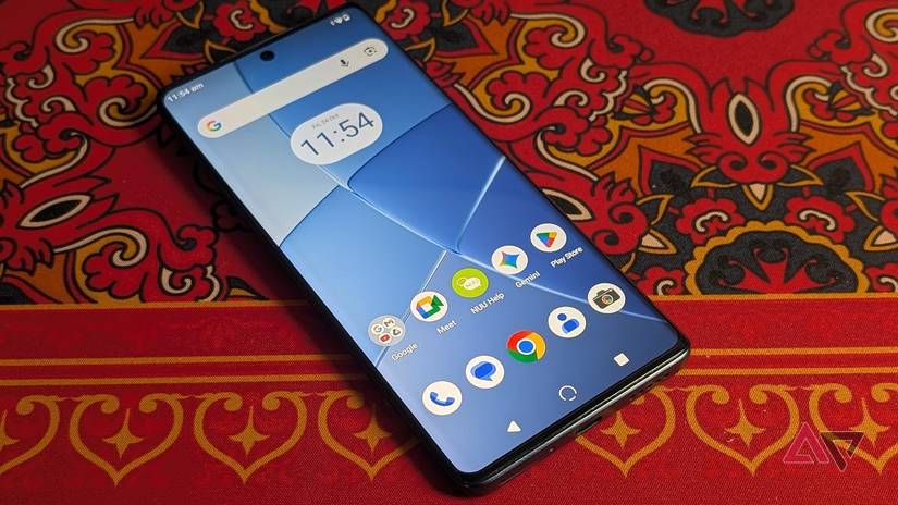 android phone on red pattern