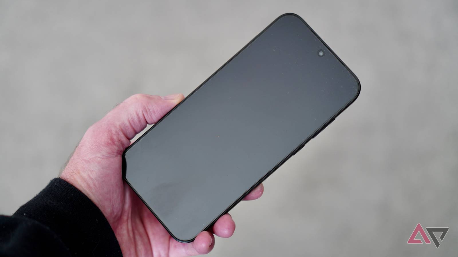 A phone with a blank screen