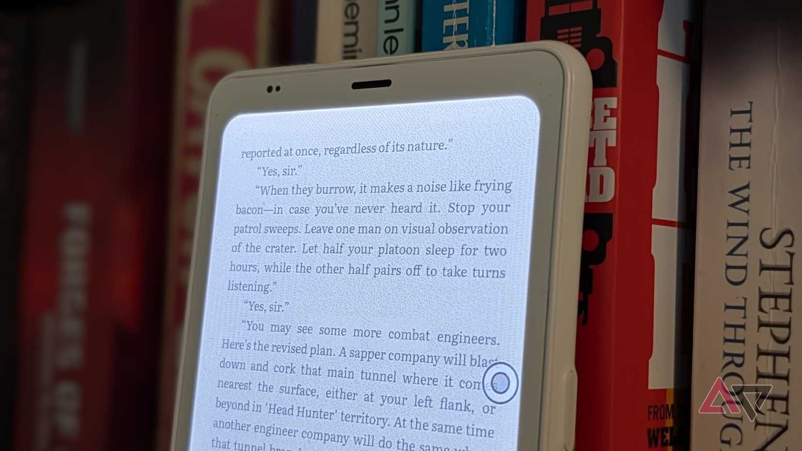 close-up de texto no leitor eletrônico boox branco