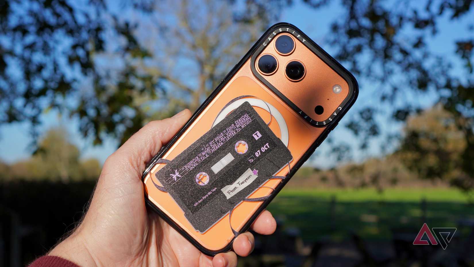 A person holding the Apple iPhone 17 Pro Max in a Casetify case
