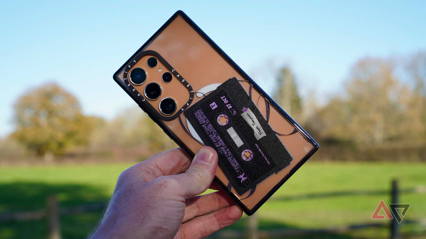 A person holding the Samsung Galaxy 24 Ultra in a Casetify case