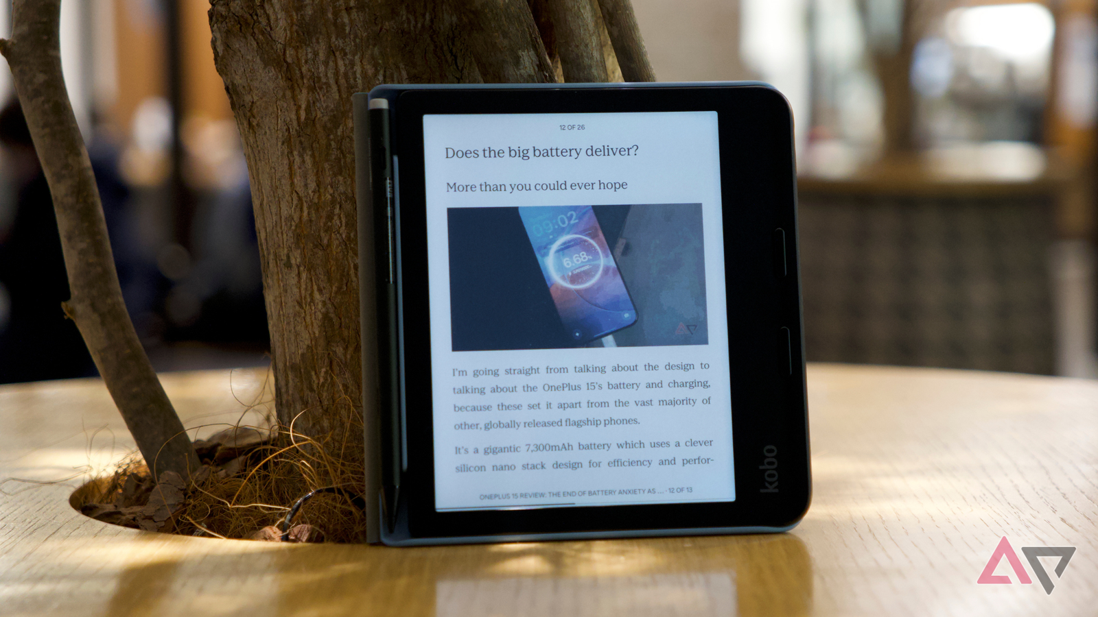 Kobo Libra Colour leaning on tree