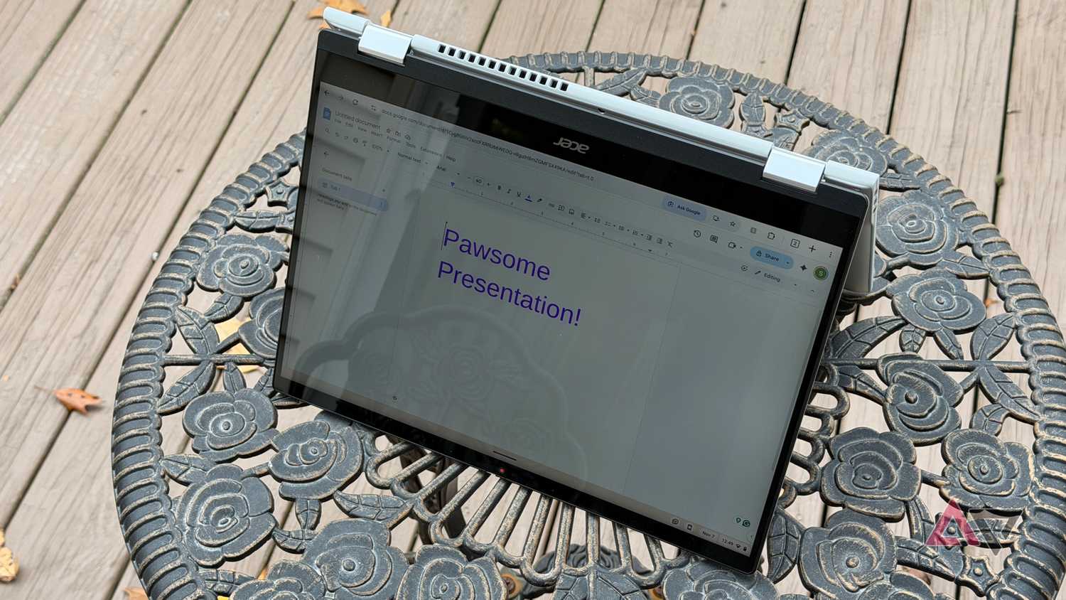 Acer Chromebook Plus Spin 514 showing a presentation