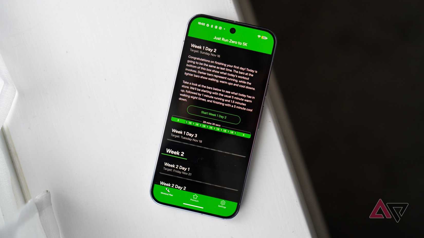 The Just Run app on the Google Pixel 10 Pro XL