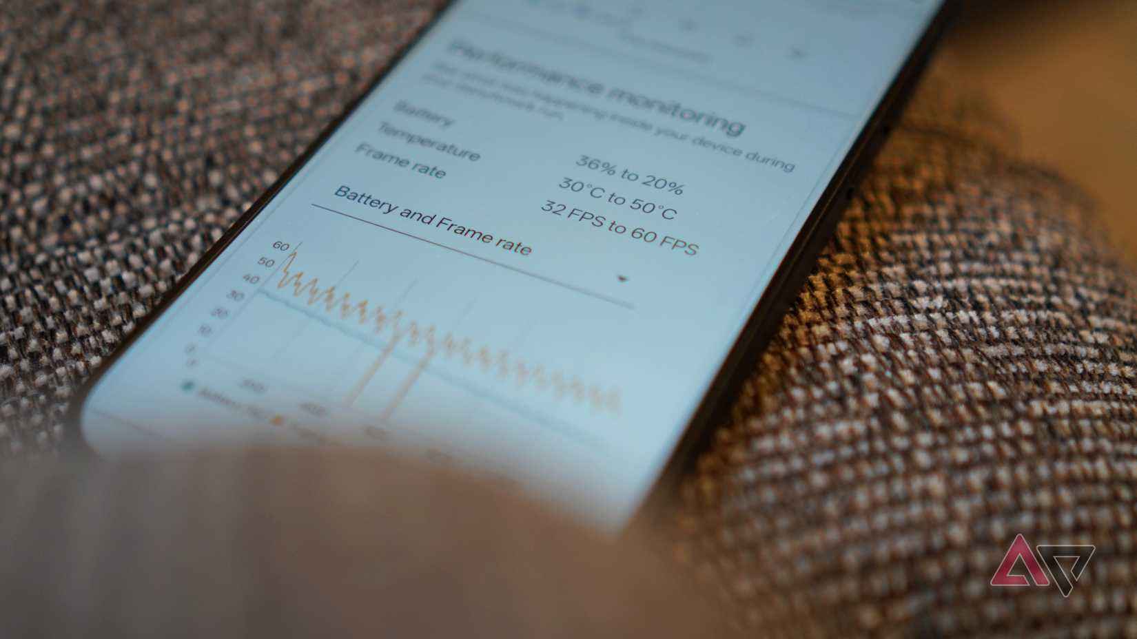 Um aplicativo de benchmarking rodando no OnePlus 15